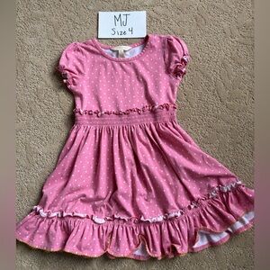 Matilda Jane Girls' Pink Polka Dot Ruffle Dress - Size 4